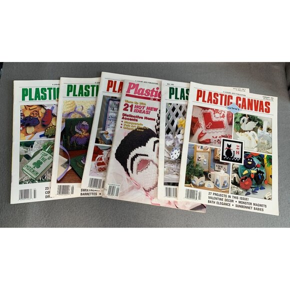 Vintage Plastic Canvas Magazine Lot 80s-90s Craft Ideas & Patterns Cross Stitch - Picture 1 of 8